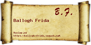 Ballogh Frida névjegykártya